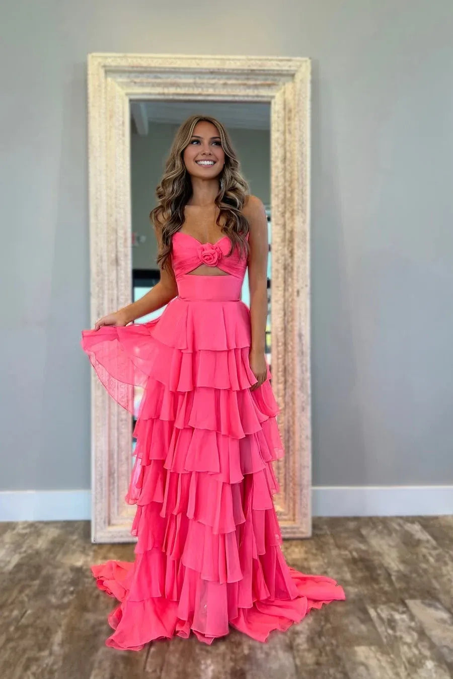 Stylish Refined Beautiful Timeless Elegant Red A-Line Strapless Sleeveless Floor-Length Prom Dress