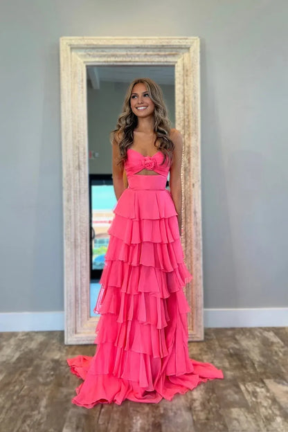Stylish Refined Beautiful Timeless Elegant Red A-Line Strapless Sleeveless Floor-Length Prom Dress