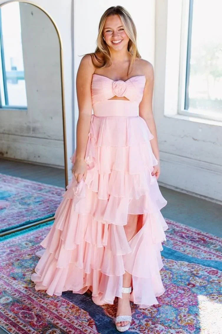 Stylish Refined Beautiful Timeless Elegant Red A-Line Strapless Sleeveless Floor-Length Prom Dress