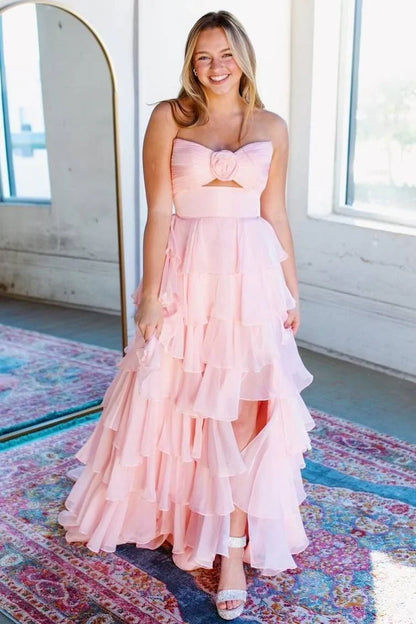 Stylish Refined Beautiful Timeless Elegant Red A-Line Strapless Sleeveless Floor-Length Prom Dress