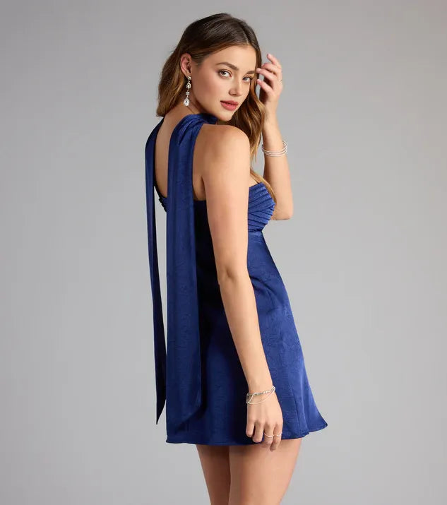 Special Occasion Sophisticated Graceful Elegant Navy Blue A-Line Strapless Sleeveless Mini Homecoming Dress