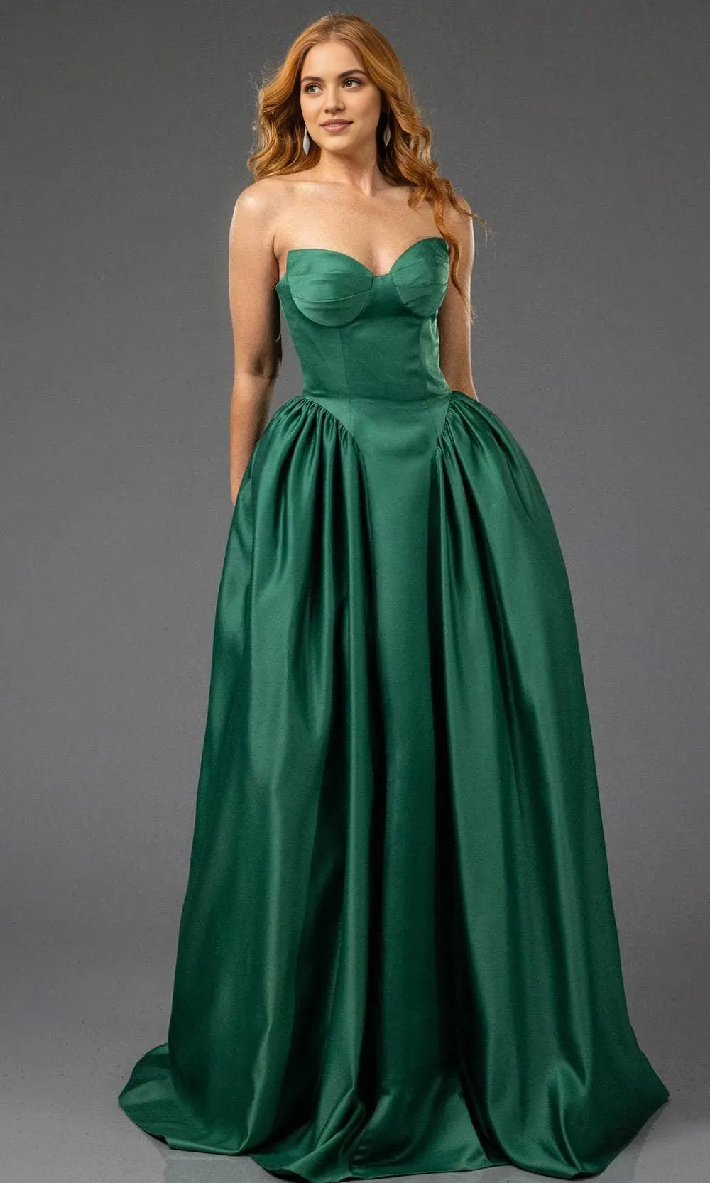Green Dark Prom Dresses Strapless Structured Skirt Quiet Luxury for Minimalist Events