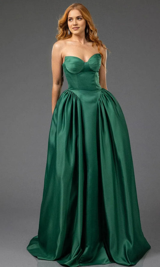 Luxurious Green A-Line Strapless Classic-Sleeve Classic-Back Mini-Length Prom Dress