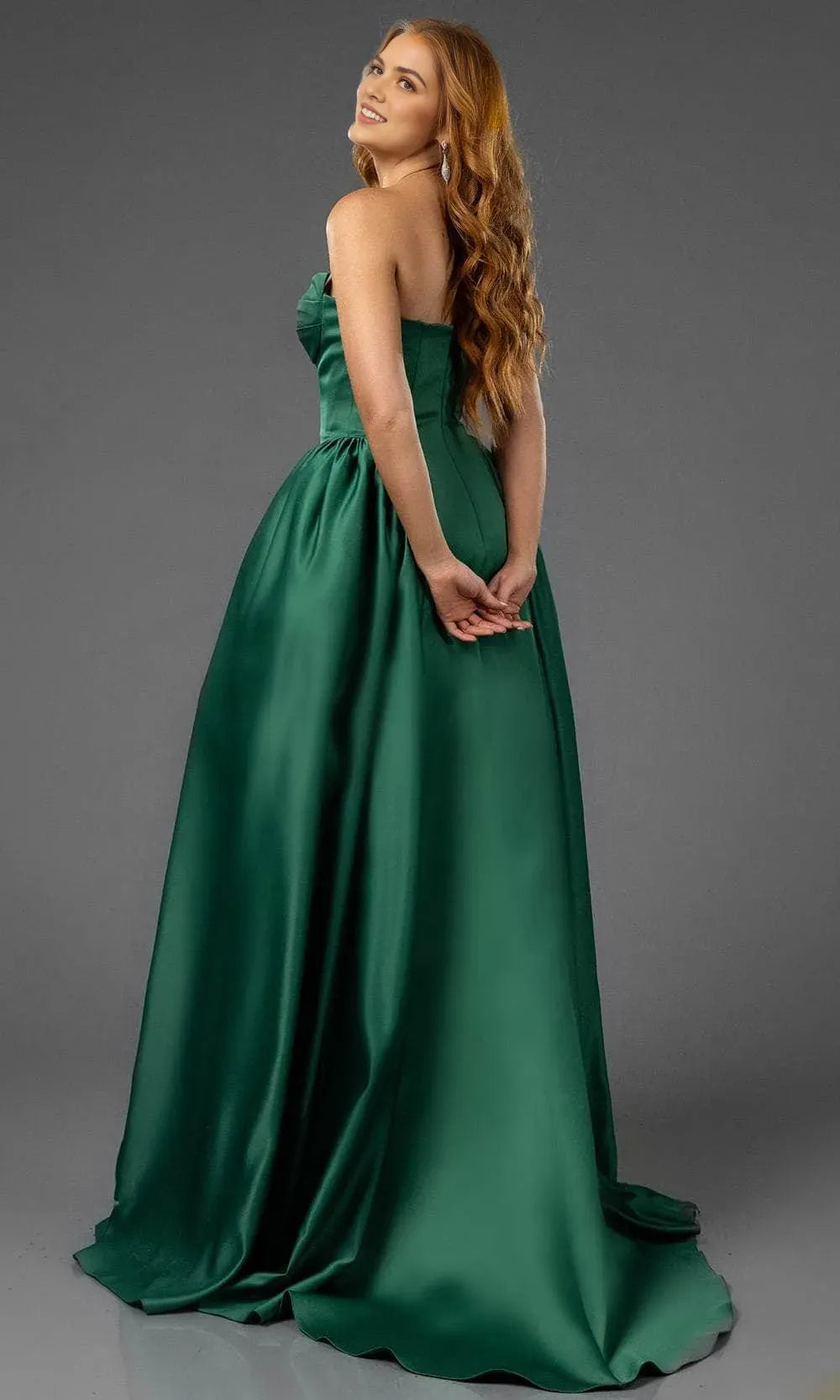 Green Dark Prom Dresses Strapless Structured Skirt Quiet Luxury for Minimalist Events