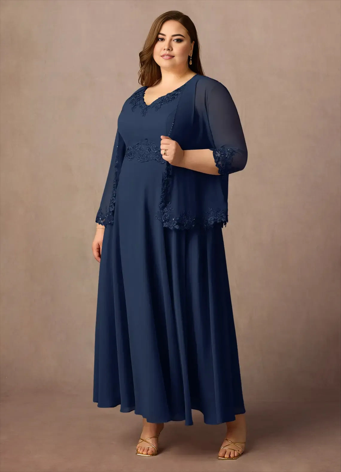 Timeless Special Occasion Elegant Chiffon A-Line V-Neck Mother of the Bride Dress