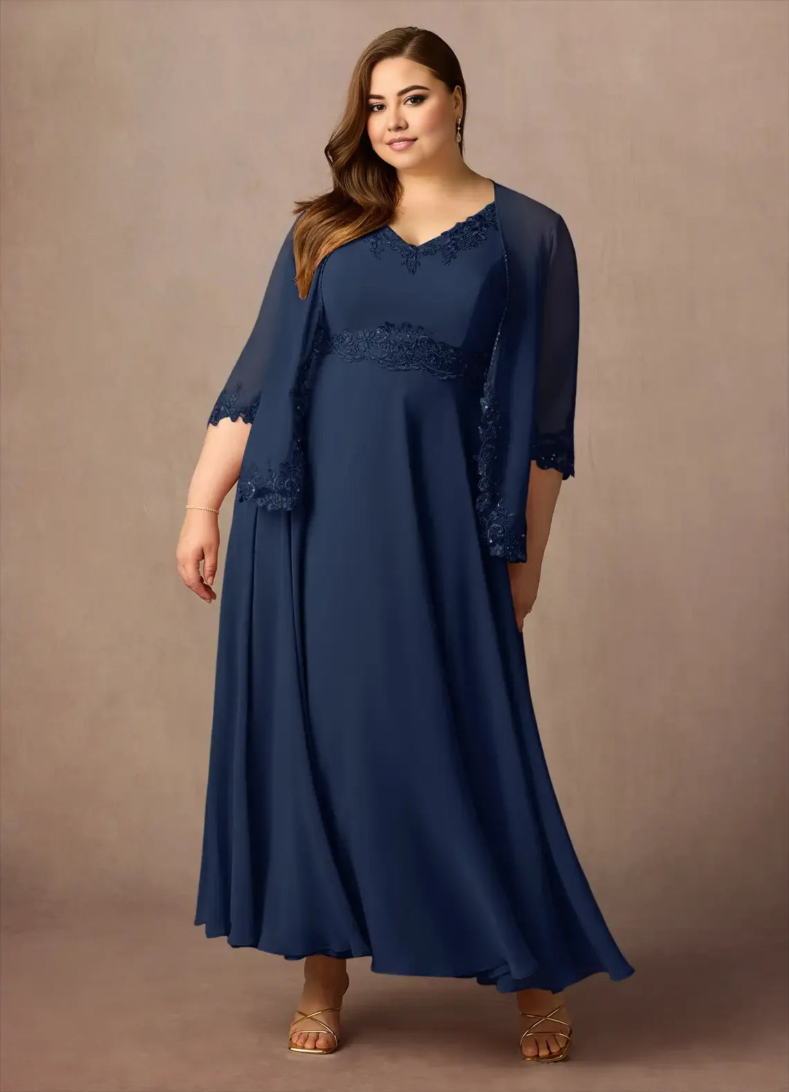 Timeless Special Occasion Elegant Chiffon A-Line V-Neck Mother of the Bride Dress