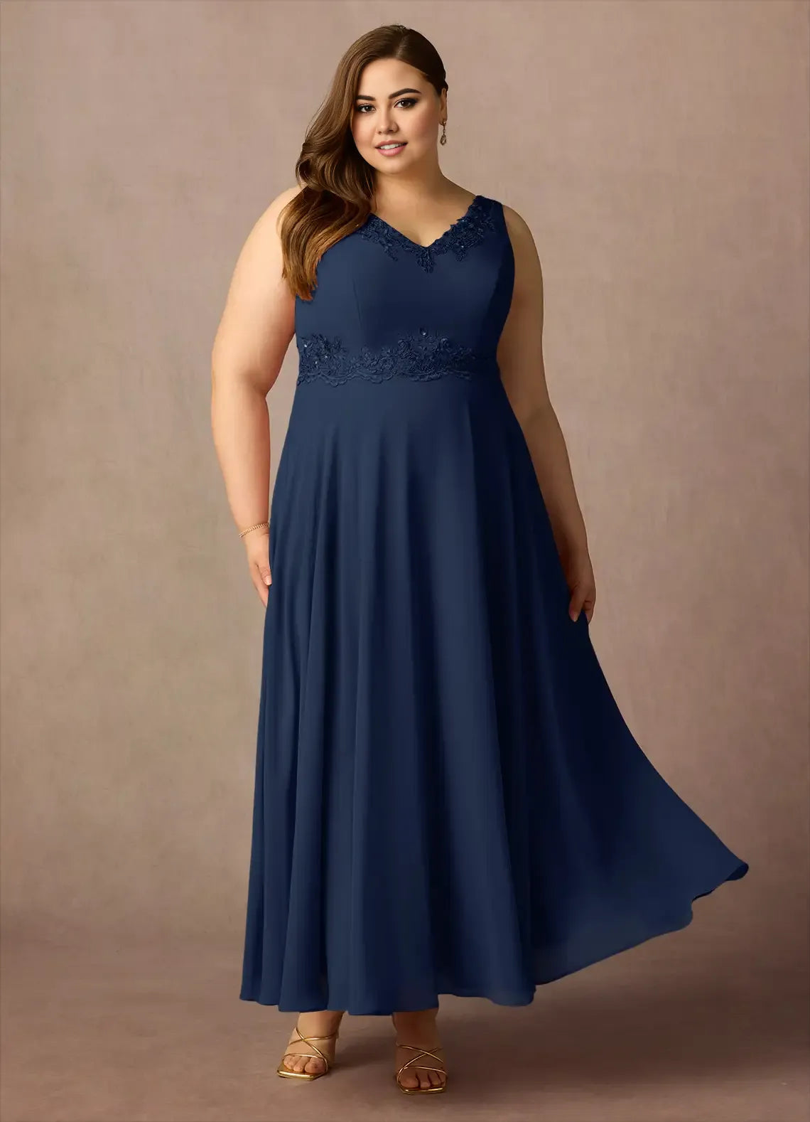 Timeless Special Occasion Elegant Chiffon A-Line V-Neck Mother of the Bride Dress