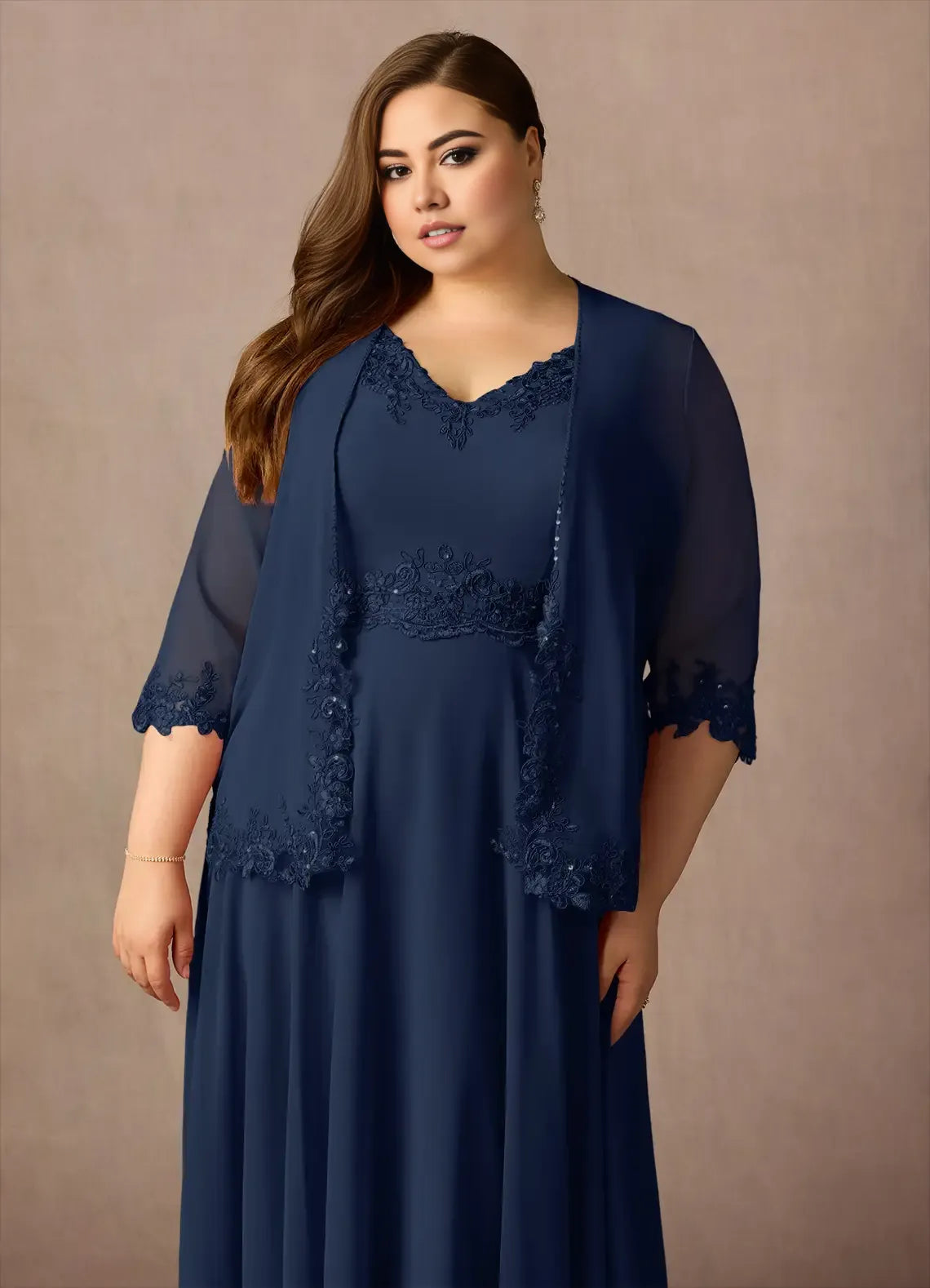 Timeless Special Occasion Elegant Chiffon A-Line V-Neck Mother of the Bride Dress