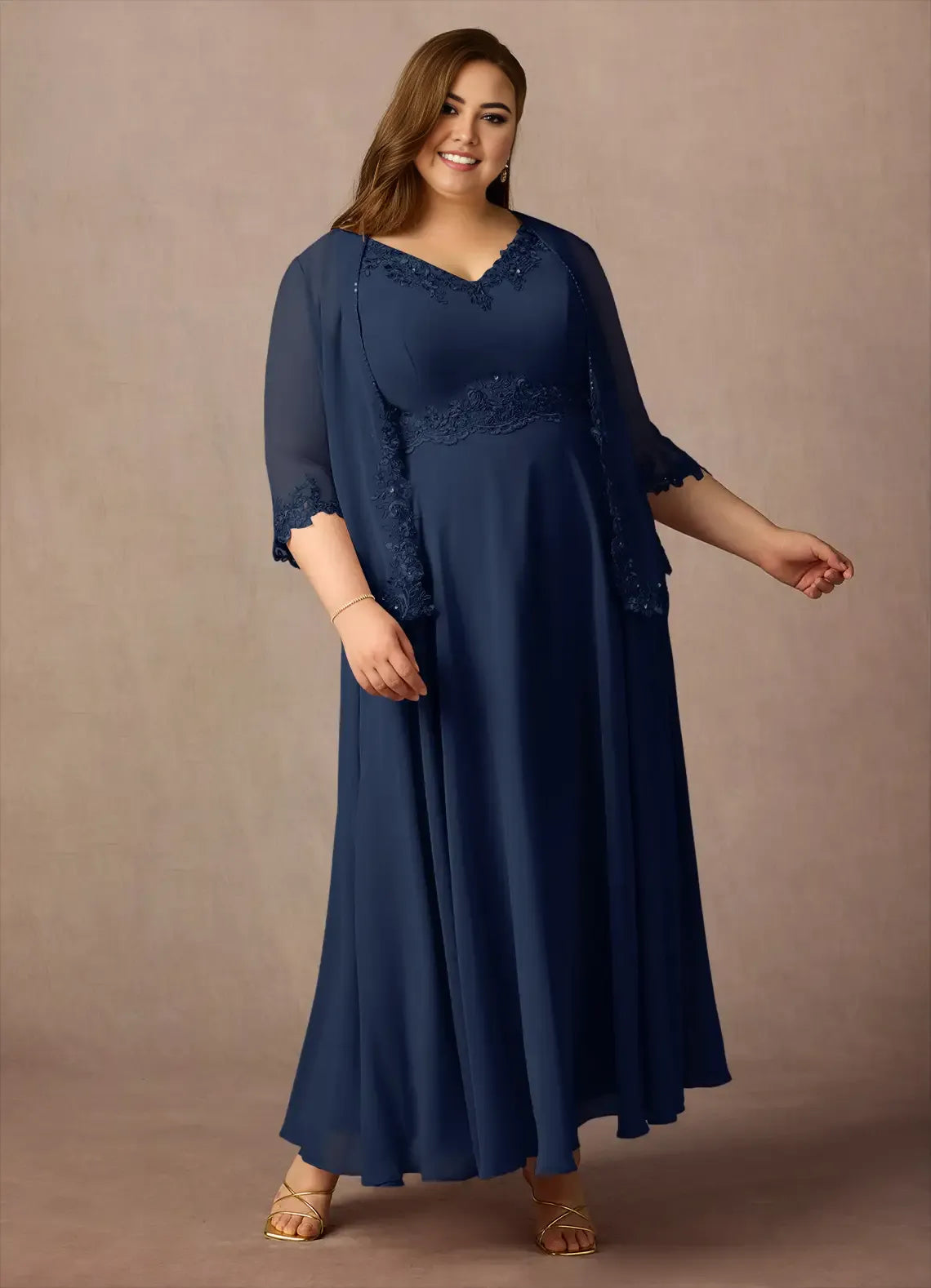 Timeless Special Occasion Elegant Chiffon A-Line V-Neck Mother of the Bride Dress