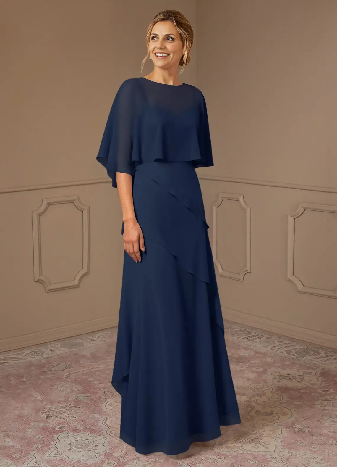 Stylish Refined Elegant Chiffon A-Line Scoop Neck Mother of the Bride Dress