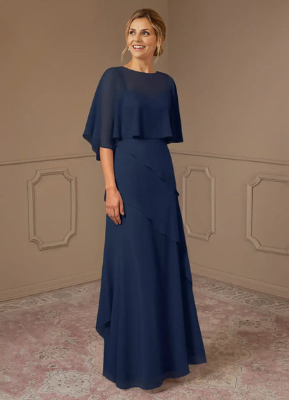 Stylish Refined Elegant Chiffon A-Line Scoop Neck Mother of the Bride Dress