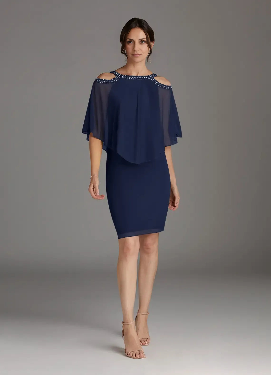 Timeless Elegant Sequins Sheath Scoop Neck Knee-Length Mother of the Bride Dress