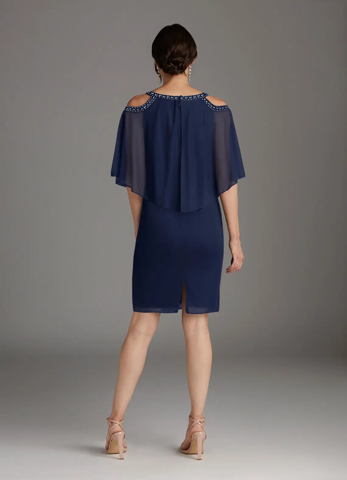 Timeless Elegant Sequins Sheath Scoop Neck Knee-Length Mother of the Bride Dress