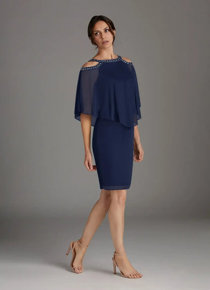 Timeless Elegant Sequins Sheath Scoop Neck Knee-Length Mother of the Bride Dress