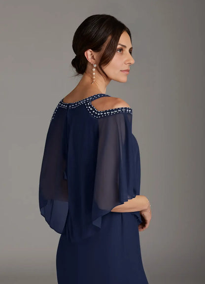 Timeless Elegant Sequins Sheath Scoop Neck Knee-Length Mother of the Bride Dress