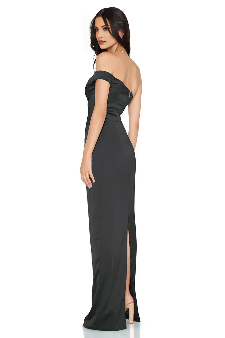Sophisticated Graceful Stylish Refined Beautiful Elegant Black Satin Sleeveless Floor-Length Prom Dress