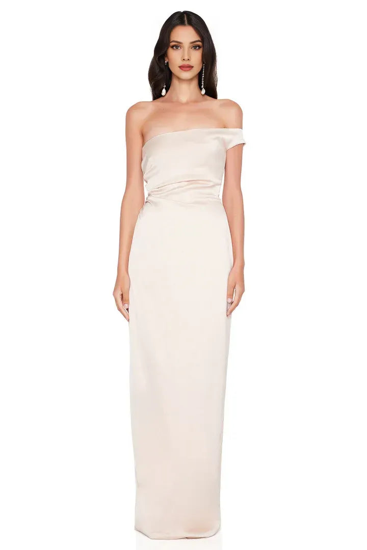 Refined Beautiful Timeless Chic Elegant Emerald Green Satin Sleeveless Floor-Length Prom Dress
