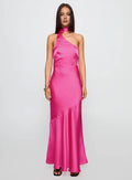 Stylish Refined Beautiful Timeless Elegant Hot Pink Satin Sleeveless Floor-Length Prom Dress