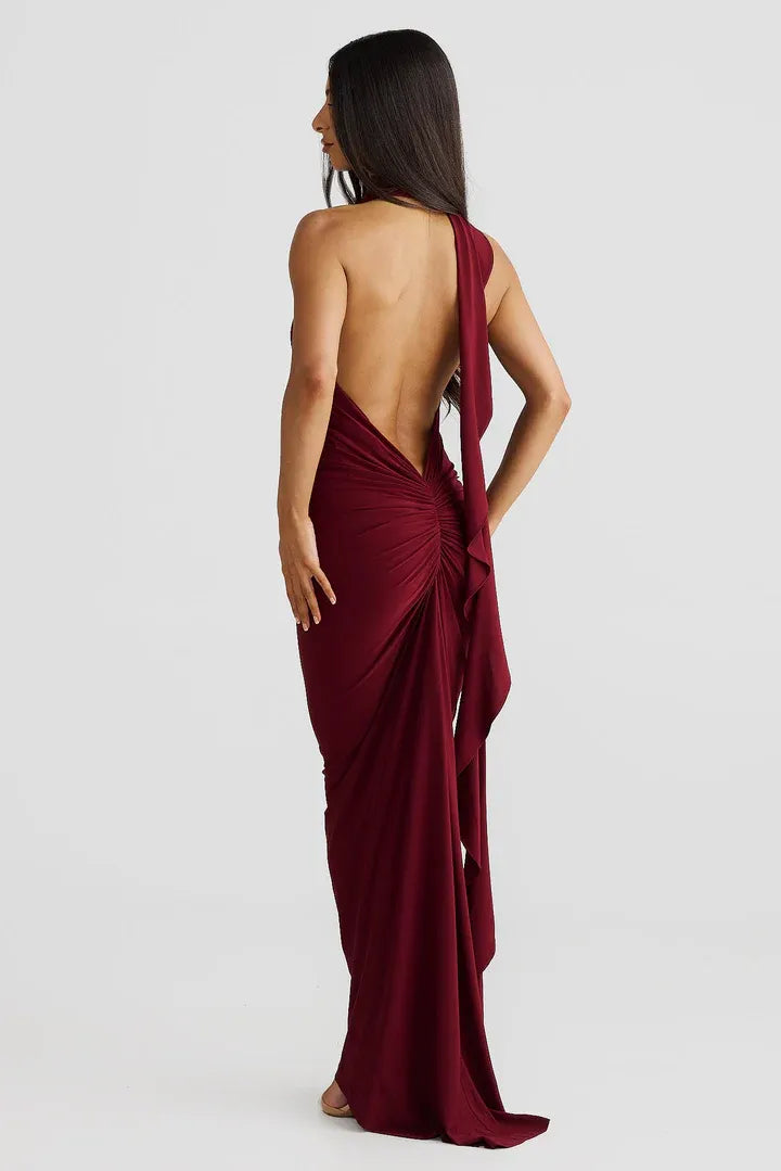 Sophisticated Graceful Stylish Refined Beautiful Timeless Elegant Burgundy Sleeveless Floor-Length Prom Dress