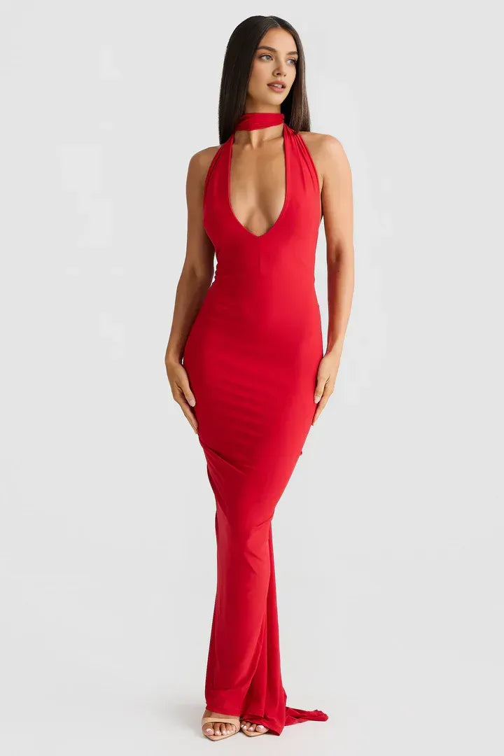 Beautiful Timeless Special Occasion Sophisticated Graceful Elegant Red Sleeveless Floor-Length Prom Dress