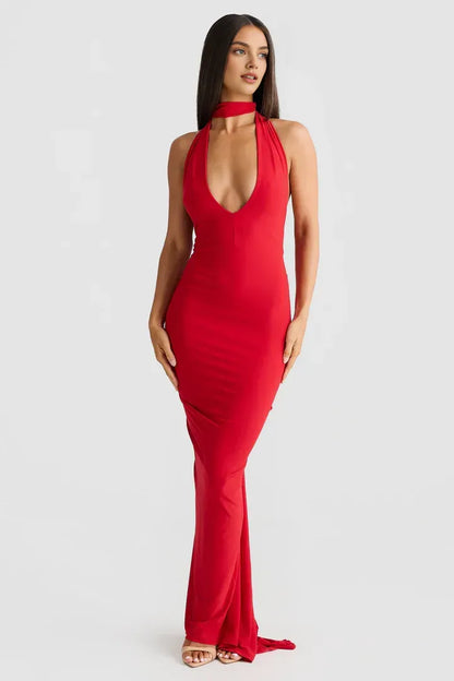 Beautiful Timeless Special Occasion Sophisticated Graceful Elegant Red Sleeveless Floor-Length Prom Dress