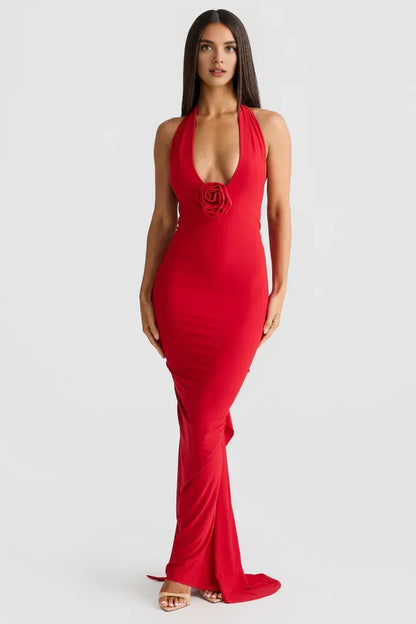 Beautiful Timeless Special Occasion Sophisticated Graceful Elegant Red Sleeveless Floor-Length Prom Dress