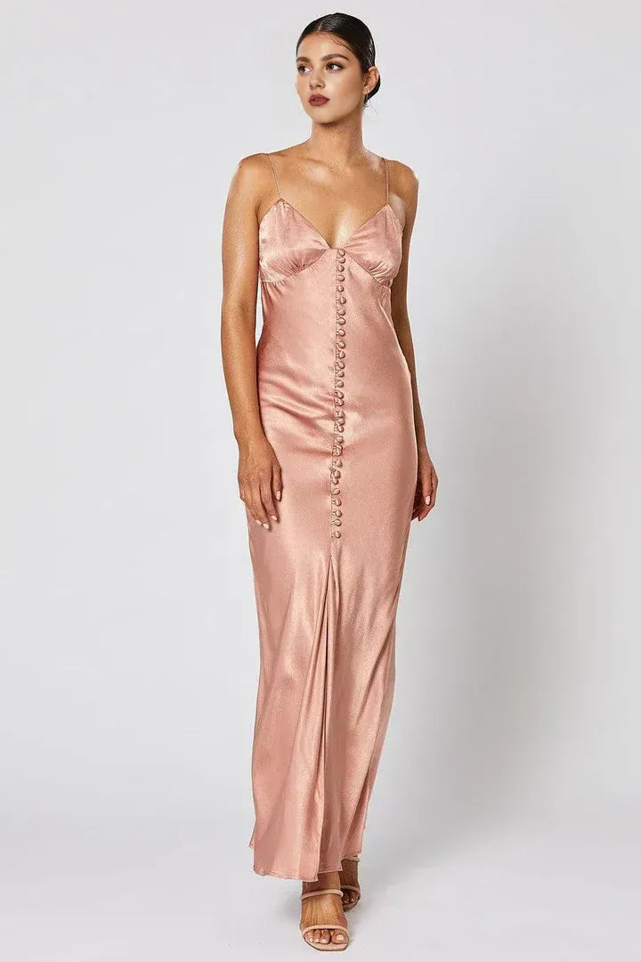 Special Occasion Sophisticated Graceful Elegant Blush Pink Satin Sleeveless Floor-Length Prom Dress