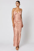 Special Occasion Sophisticated Graceful Elegant Blush Pink Satin Sleeveless Floor-Length Prom Dress