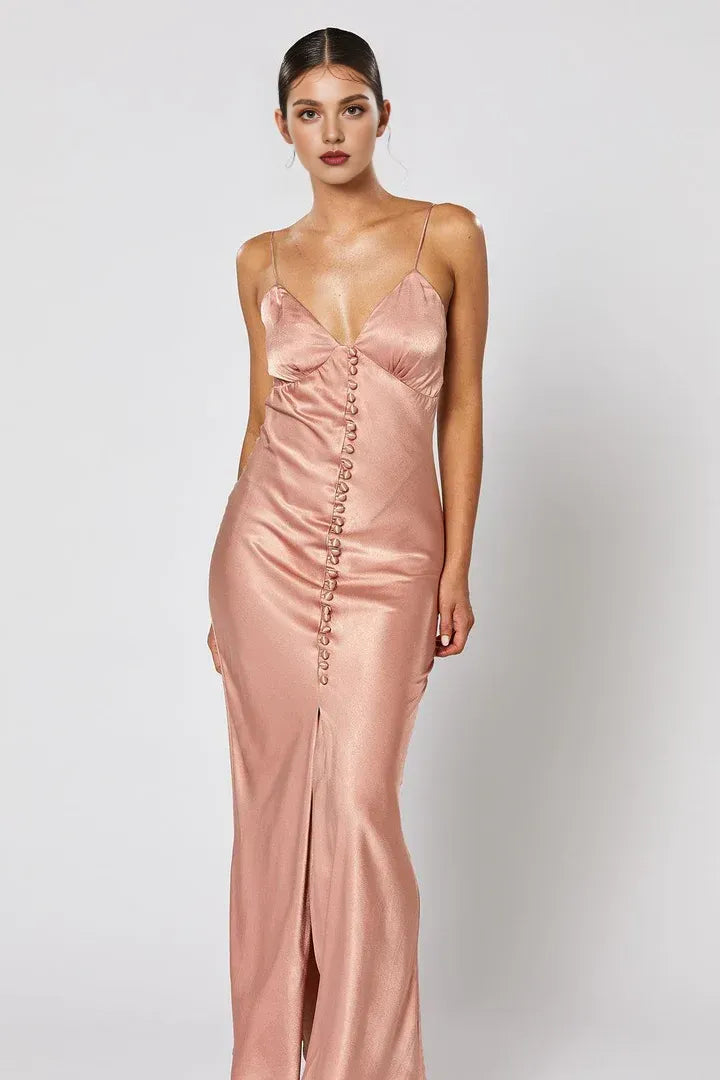 Special Occasion Sophisticated Graceful Elegant Blush Pink Satin Sleeveless Floor-Length Prom Dress