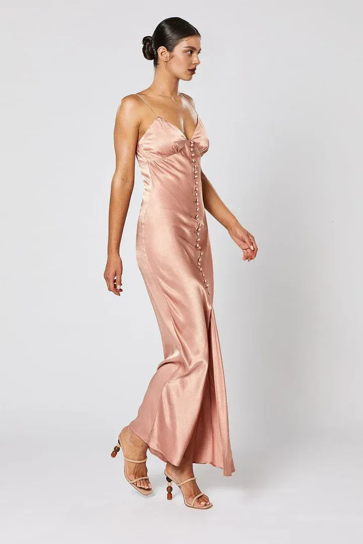 Special Occasion Sophisticated Graceful Elegant Blush Pink Satin Sleeveless Floor-Length Prom Dress
