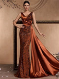 Red Discount Glamorous Mermaid V-Neck Brick Train Evening Dress Buy