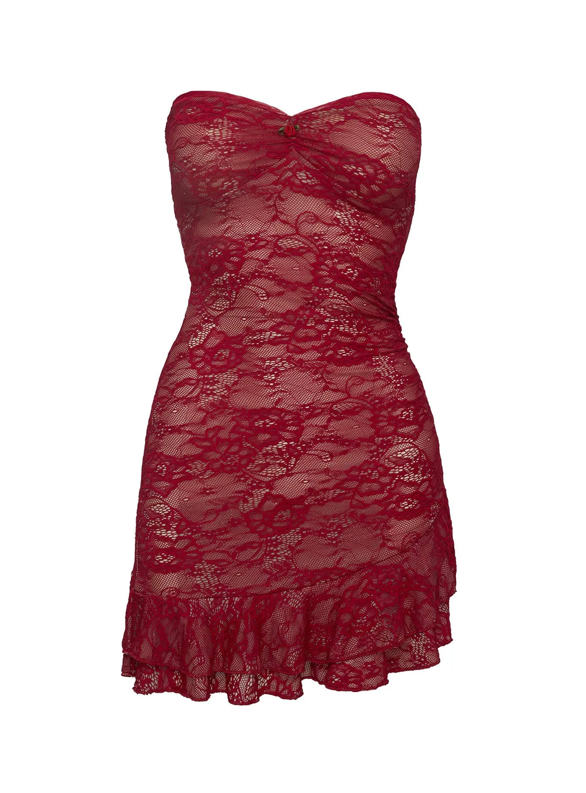 Special Occasion Sophisticated Graceful Stylish Elegant Lace Sheath Strapless Sleeveless Mini Homecoming Dress