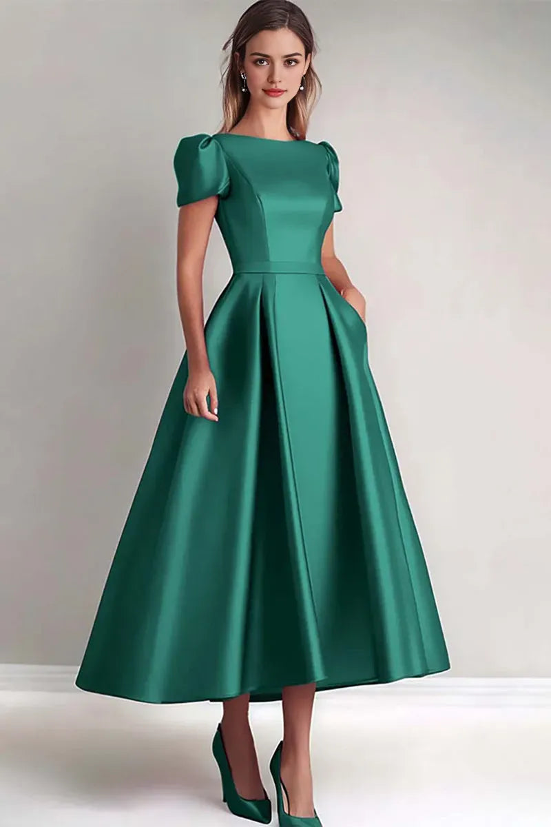 Dusk A Line Puff Sleeves Mother of the Bride Dress