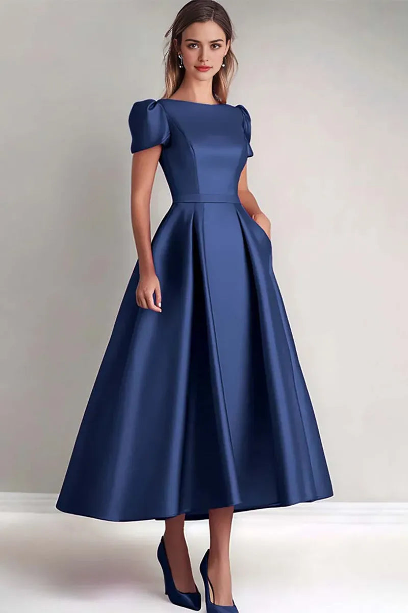Dusk A Line Puff Sleeves Mother of the Bride Dress