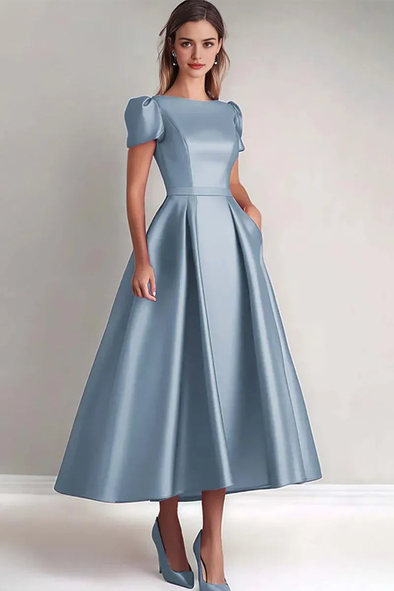 Dusk A Line Puff Sleeves Mother of the Bride Dress