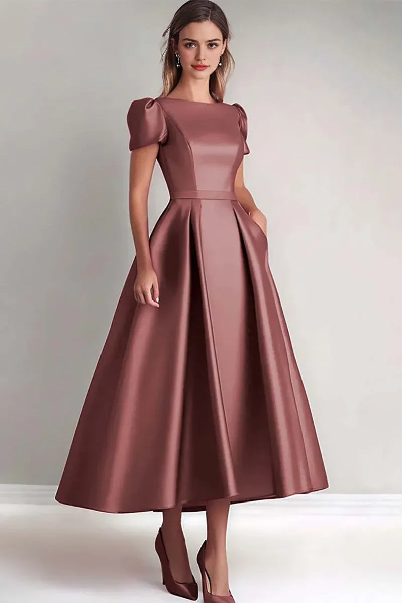 Dusk A Line Puff Sleeves Mother of the Bride Dress