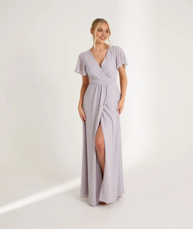 Stylish Refined Beautiful Timeless Special Occasion Elegant Blue Chiffon A-Line Bridesmaid Dress