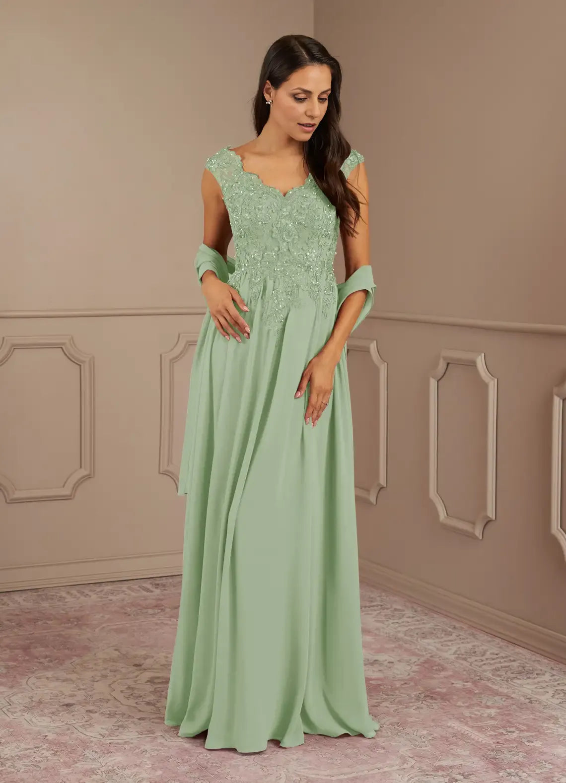 Sophisticated Graceful Elegant Black Chiffon A-Line V-Neck Mother of the Bride Dress
