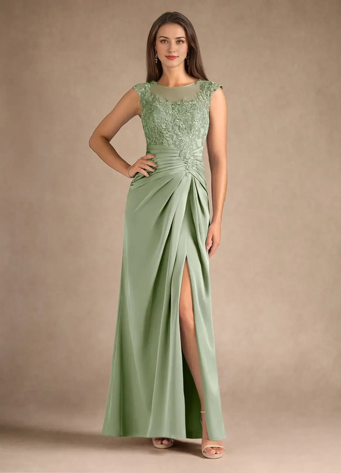 Special Occasion Sophisticated Graceful Elegant Blue Satin Sheath Scoop Neck Sleeveless Evening Dress
