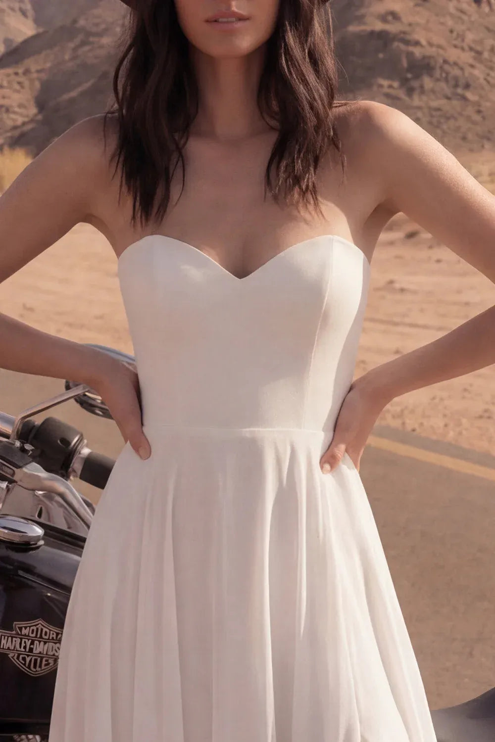 White Edgy A-Line Sweetheart Ruffled Slit Maxi Wedding Dress Hot Sale