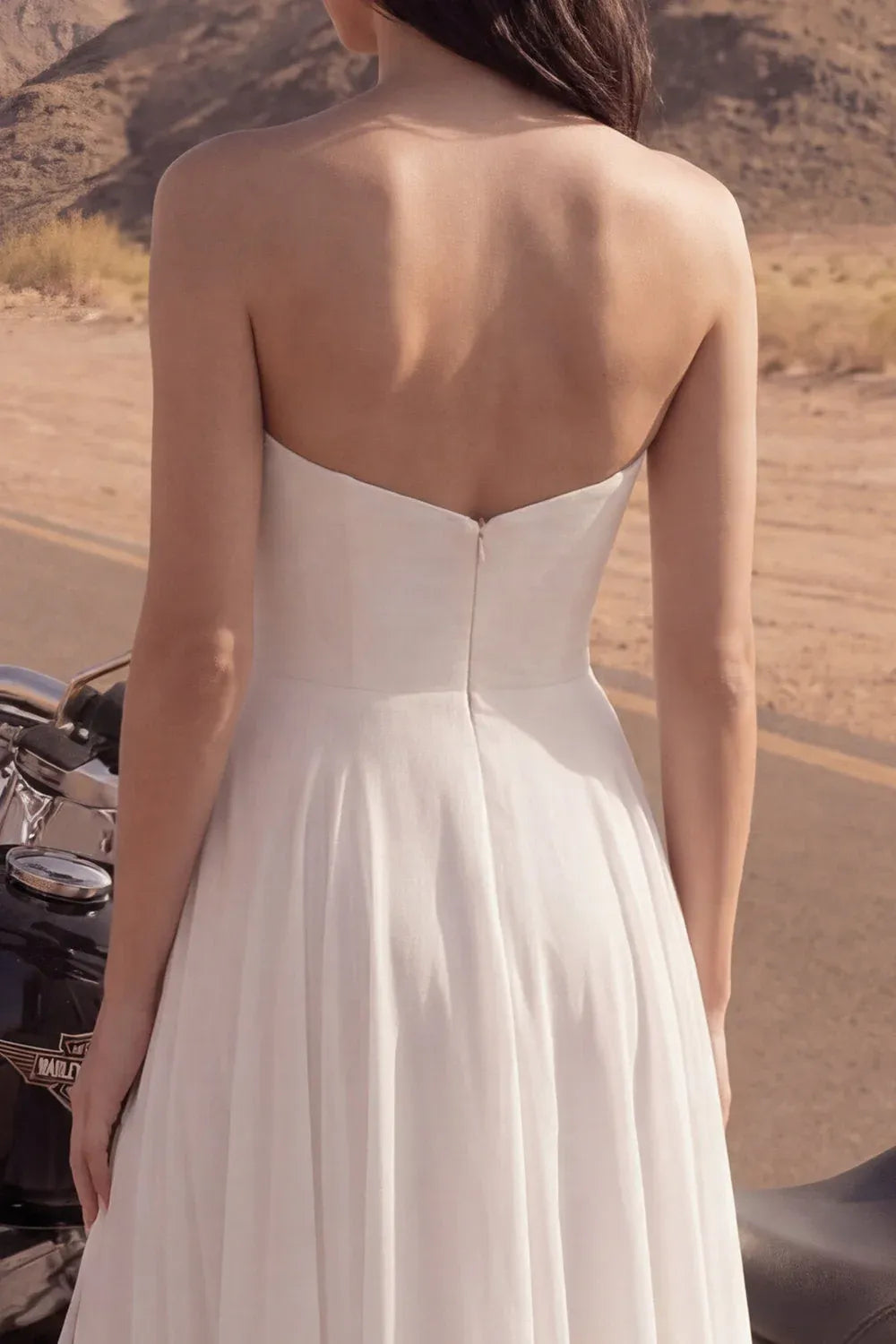 White Edgy A-Line Sweetheart Ruffled Slit Maxi Wedding Dress Hot Sale
