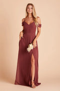 Burgundy Edgy Burgundy Cold Shoulder Prom Dress V Neck High Side Slit for Contemporary Runway - Inspi Formal Events