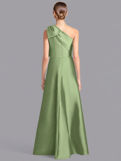 Elegant Sage Green Satin A-Line Sleeveless Floor-Length Mother of the Bride Dress