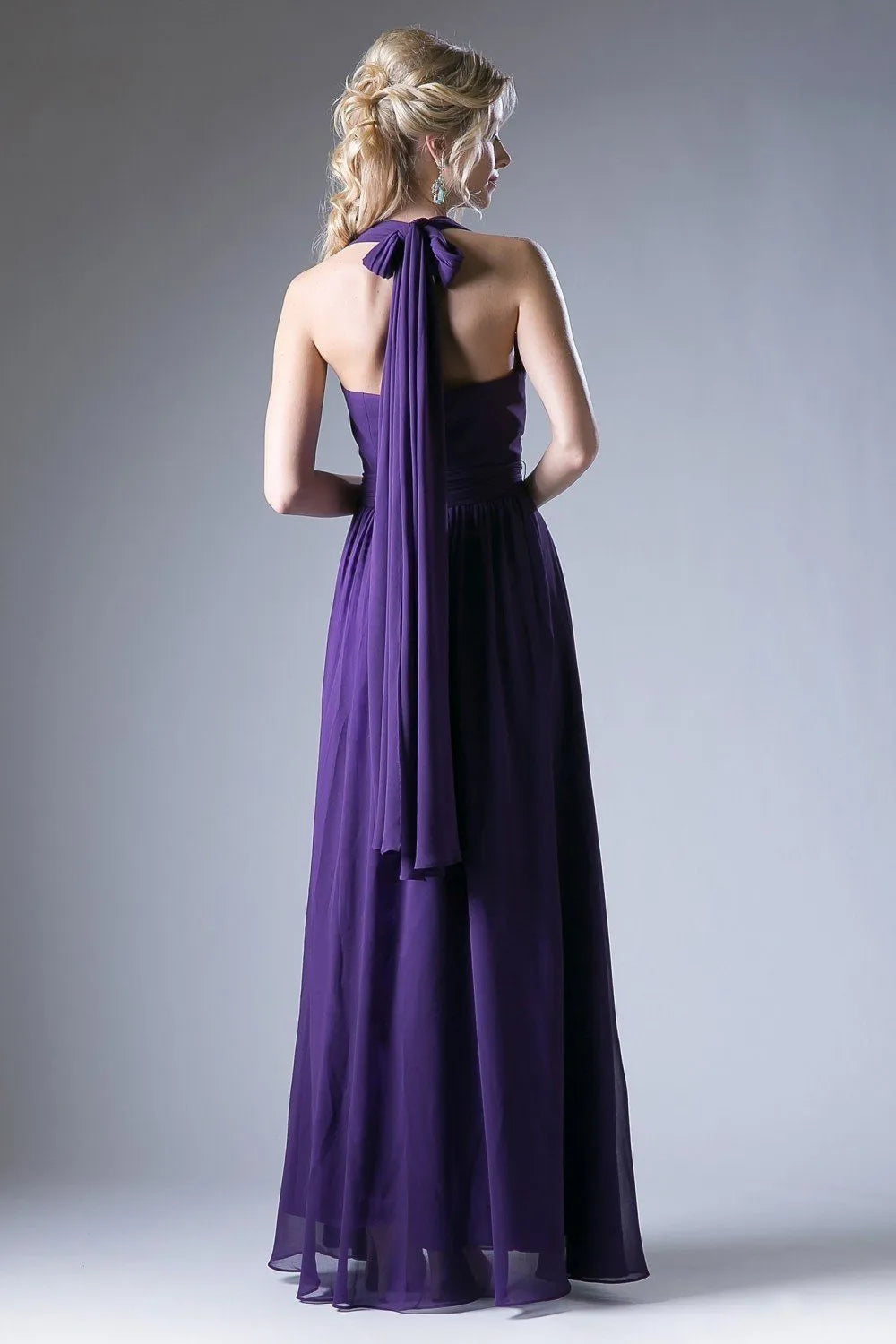 '-Neck Ball Gown Cross Strapped Ruched Bodice Floor Length Flowy Dress for Women - Perfect for Formal Proms and Evening