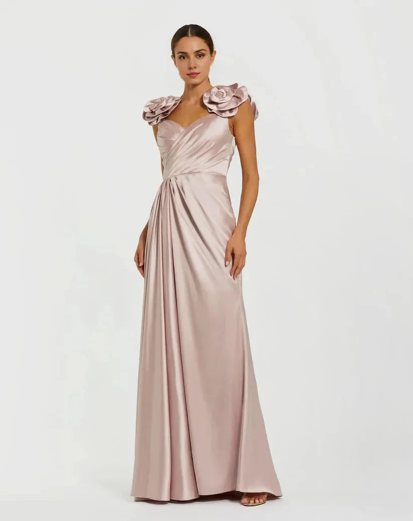 Graceful Stylish Refined Beautiful Elegant Red Satin A-Line Sleeveless Floor-Length Prom Dress