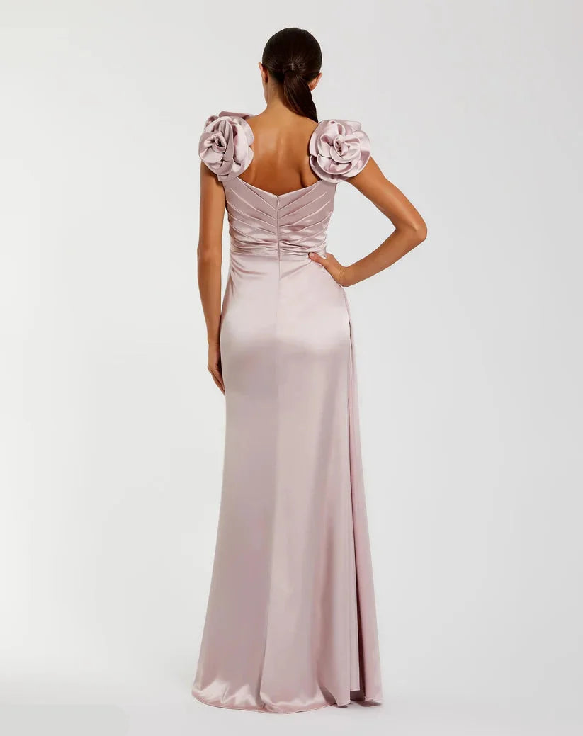 Graceful Stylish Refined Beautiful Elegant Red Satin A-Line Sleeveless Floor-Length Prom Dress