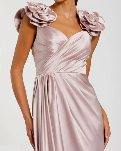 Graceful Stylish Refined Beautiful Elegant Red Satin A-Line Sleeveless Floor-Length Prom Dress