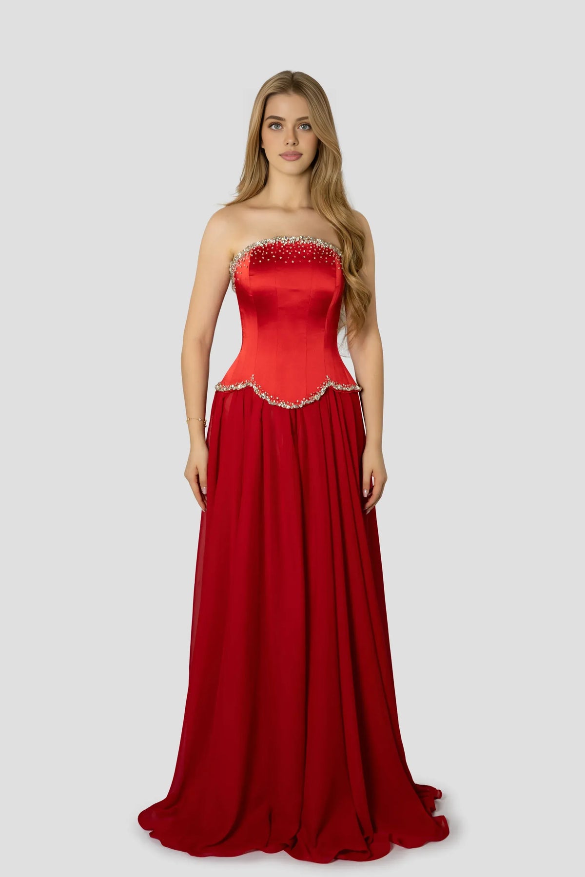 Timeless Special Occasion Sophisticated Elegant Red Chiffon A-Line Sleeveless Floor-Length Prom Dress