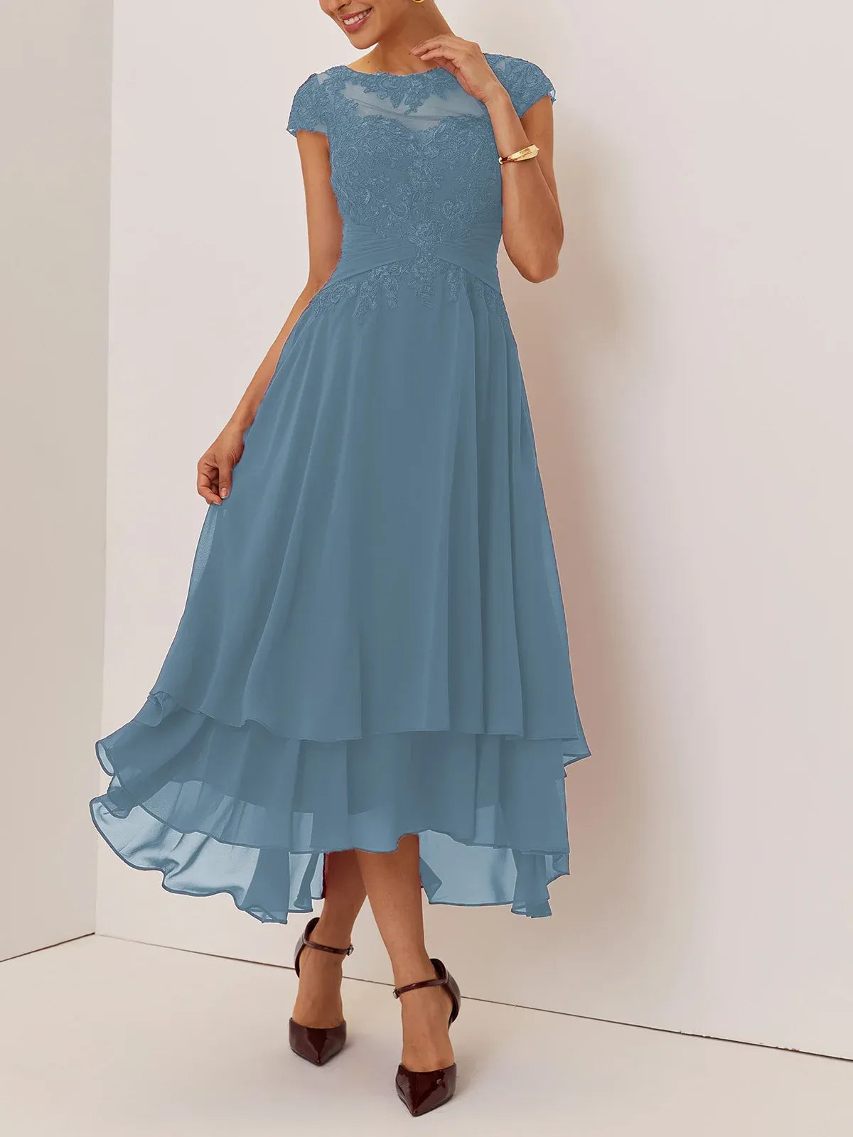 Special Occasion Sophisticated Graceful Stylish Refined Elegant Burgundy Chiffon A-Line Evening Dress