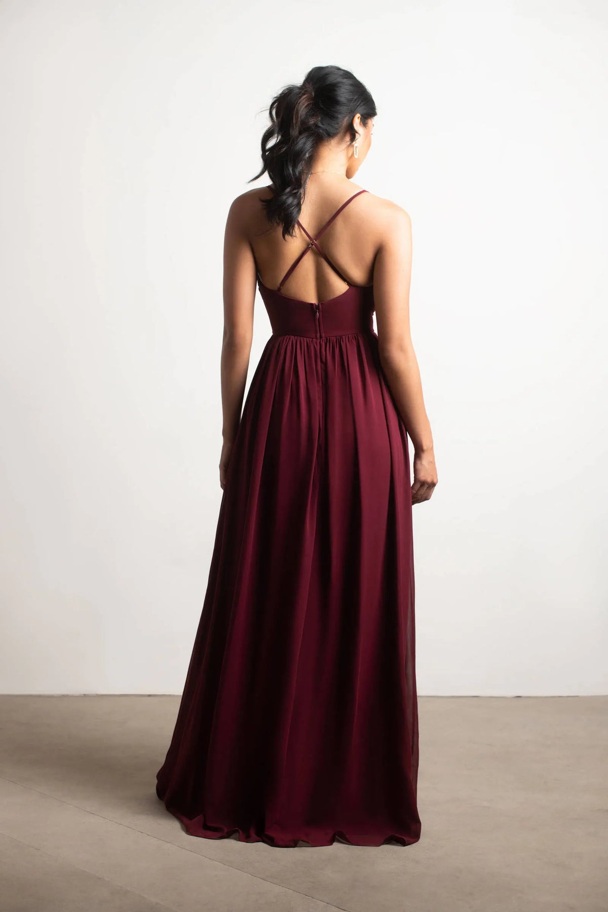 Deep V-Neck Sleeveless Crisscross Back Up High-Slit Floor-Length Prom Dresses